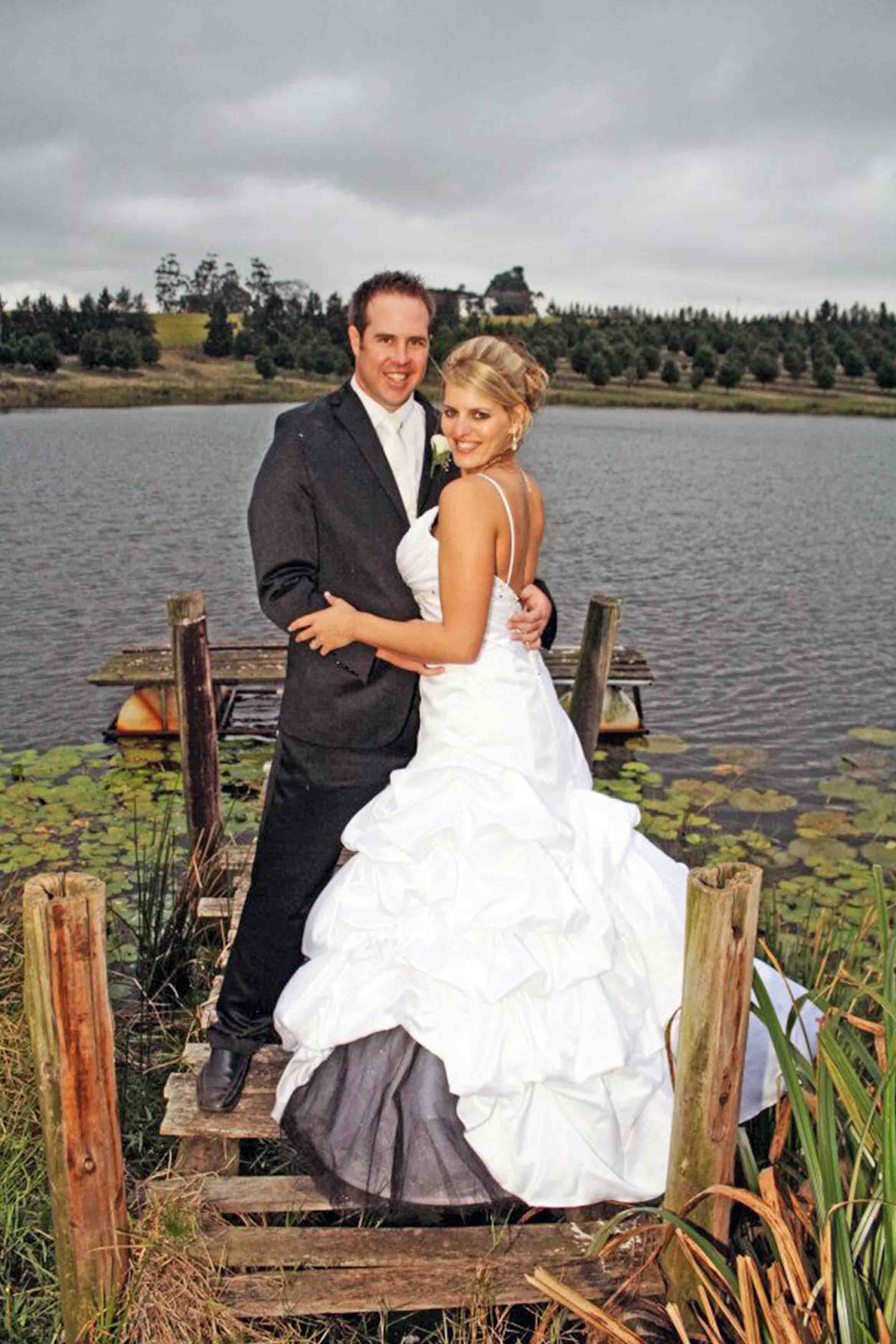 Jono and Chantal on a dock, portrait