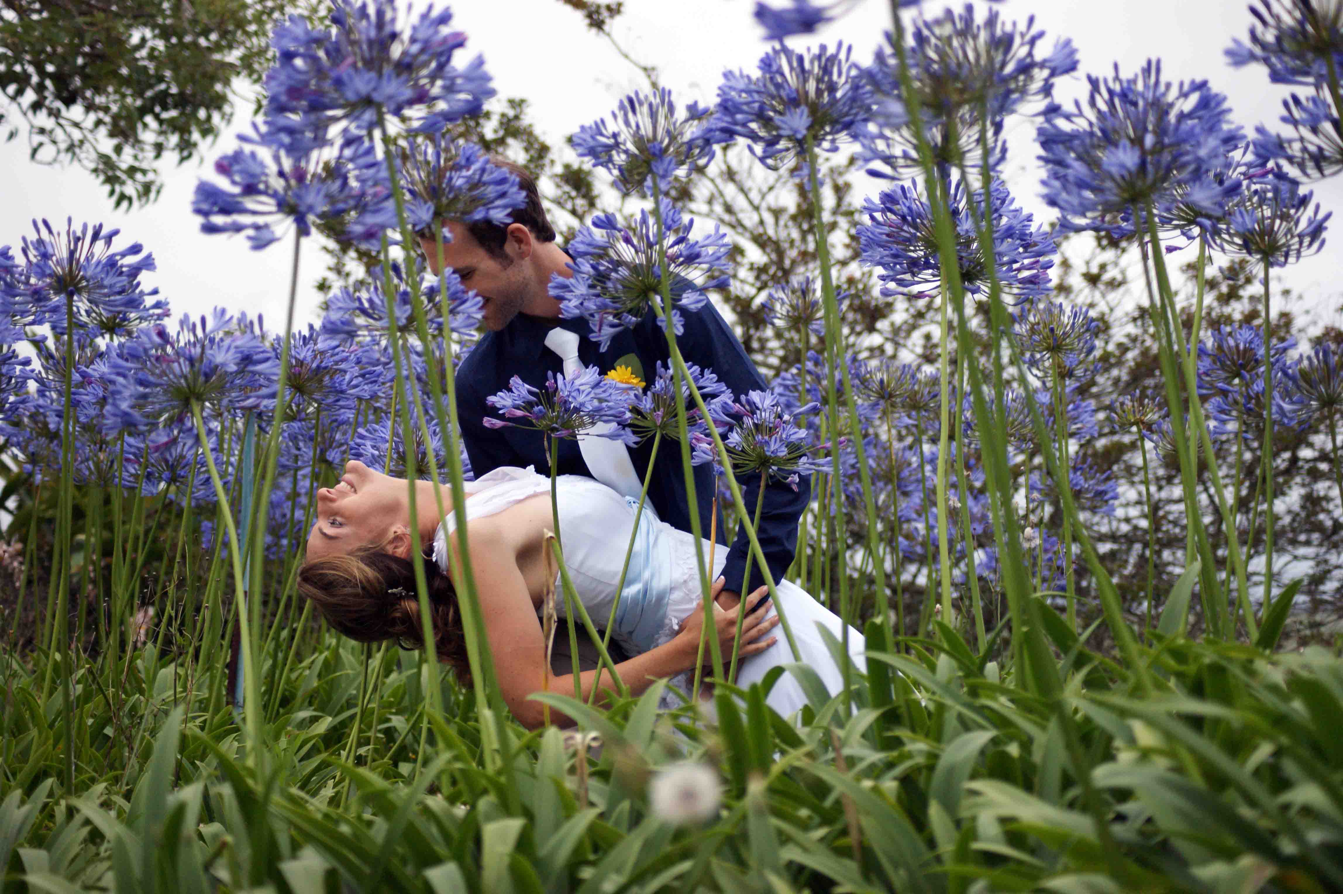 Justin and Tammy in the Agapanthas